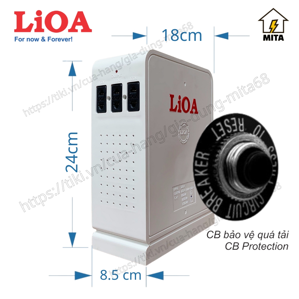 Biến Áp Đổi Nguồn DÂY ĐỒNG LiOA NEW - Điện vào 220V Điện ra 3 đường 100V/110V/120V Công suất 800VA/1000VA/1500VA DÂY ĐỒNG 100% FOR AUDIO