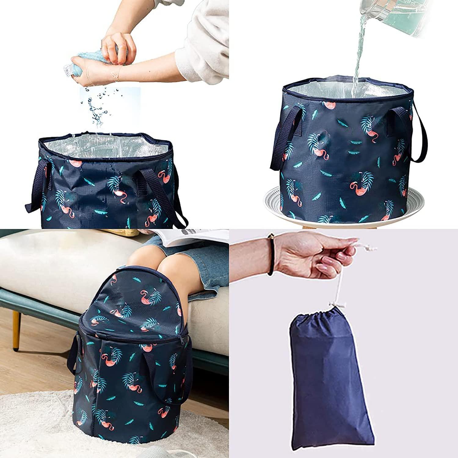 Xô có thể gập lại cho chân ngâm, giữ chân di động, bồn tắm có nắp và dây kéo ấm, di động, tắm chân, spa, chân ngâm, ở nhà, móng chân, bồn rửa, ngoài trời, cắm trại