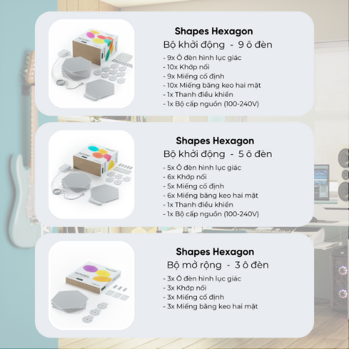 Đèn thông minh Nanoleaf Shapes Lục Giác 9 ô đèn
