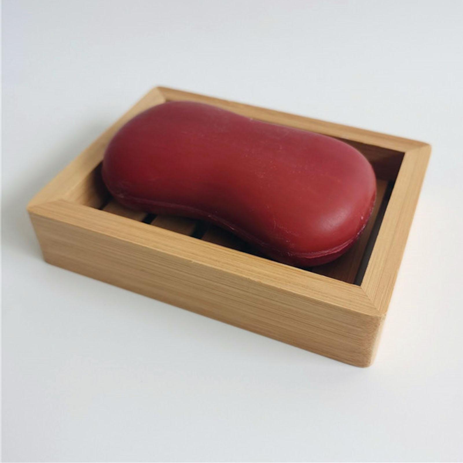 Bamboo Soap Dish Soap Tray Holder Storage Rack Plate Container Bathroom Sink