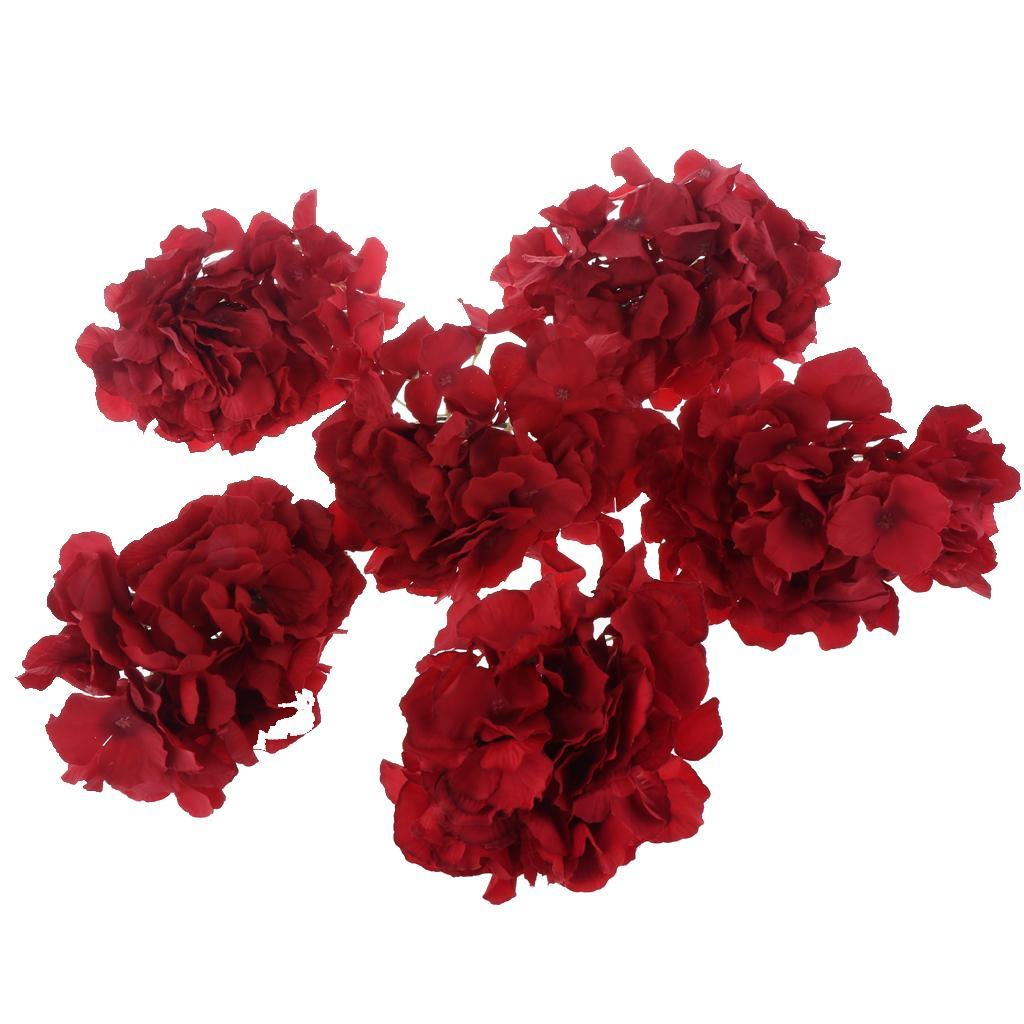 Artificial Silk Hydrangea Flowers Head Bouquet Wedding DIY Decor Red