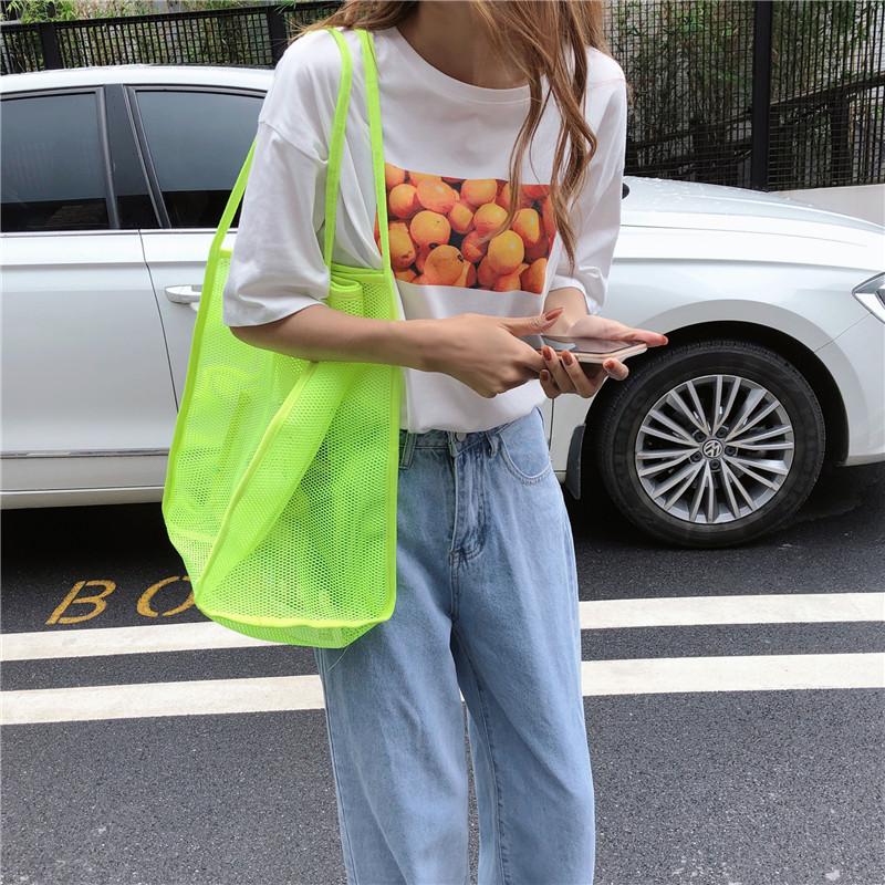 Phụ Nữ Lưới Túi Xách Thời Trang Nữ Gấp Mua Sắm Vai Túi Có Thể Tái Sử Dụng Hàng Ngày Sử Dụng Túi Xách Đi Biển Nhà Thiết Kế Ánh Sáng Lớn Thường Ngày Tote