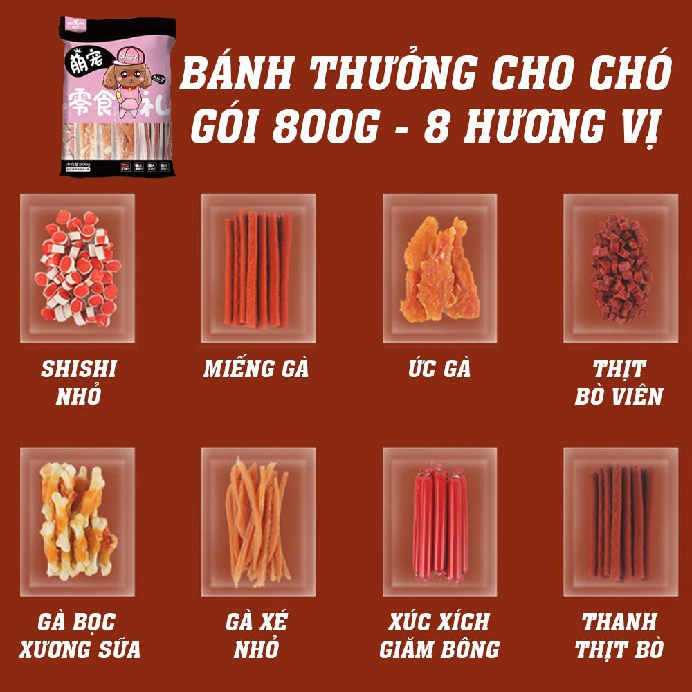 Bánh thưởng xương gặm Hello Joy mix 8 vị dinh dưỡng sạch răng túi 800g - Bivido