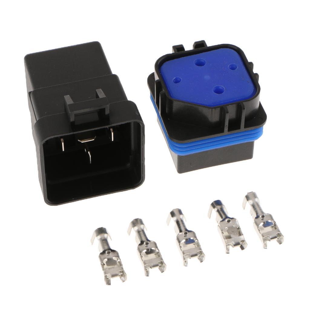 4Pcs 12V 40A 4PINS Relay Wiring Inside the Waterproof Socket with Terminals