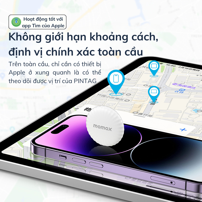 Định vị GPS Momax Pintag BR5 - Định Vị Xe Máy, Người Già & Trẻ Nhỏ, Đồ Đạc, Tìm Đồ Thất Lạc - Định Vị Toàn Cầu Không Giới Hạn Khoảng Cách, Tặng Kèm Móc Khóa - Hàng Chính Hãng