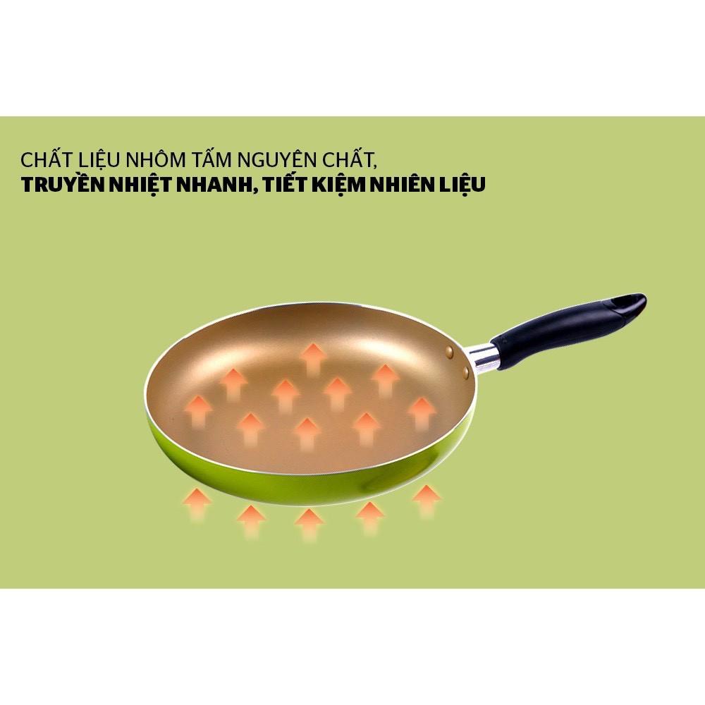 Chảo cặp nhôm trơn cạn phi 18 + 24 xanh