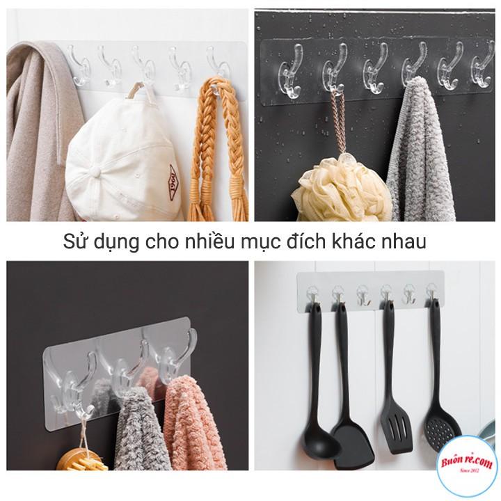 Thanh Treo Đồ Dán Tường 6 Móc Liền Mạch Trong Suốt Siêu Dính