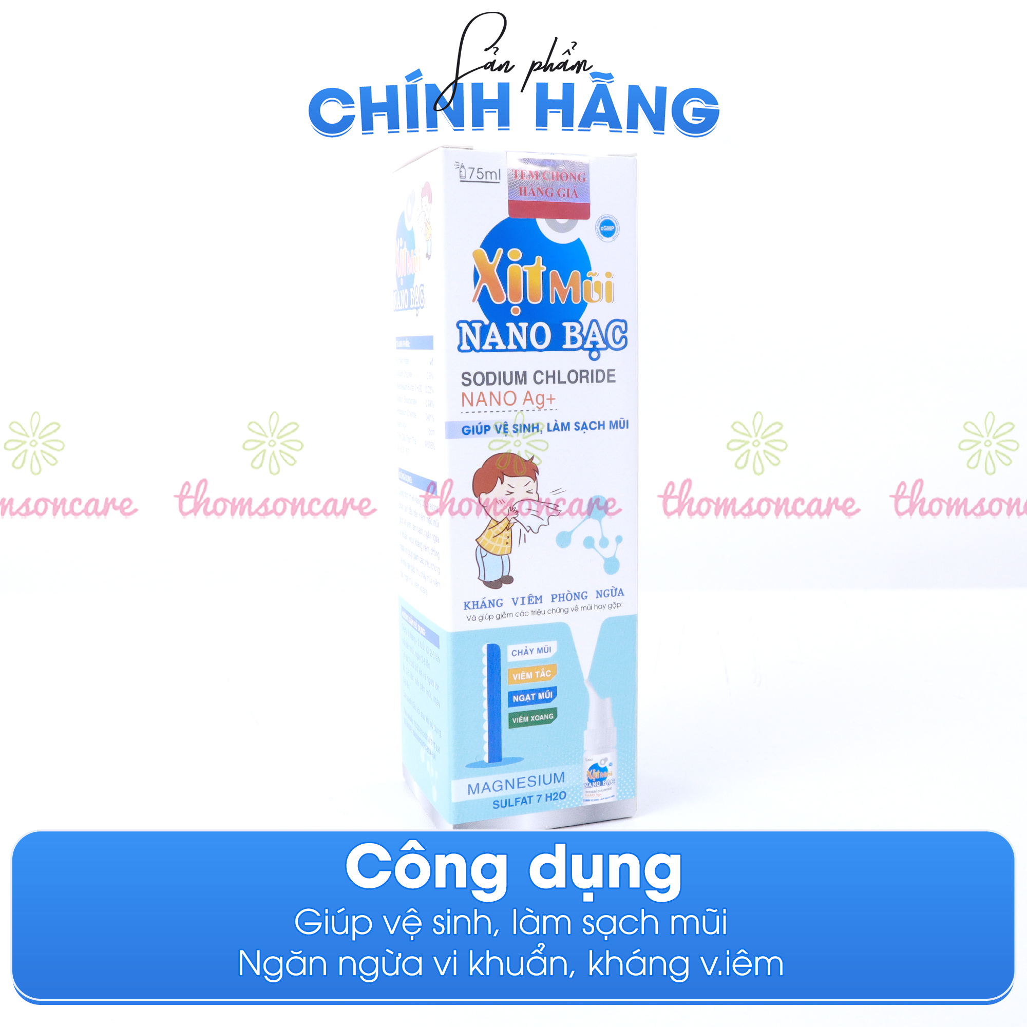 Xịt mũi cho bé Sanofia - giúp giảm ngạt mũi, làm sạch, ngăn ngừa vi khuẩn từ tinh dầu tràm trà - Chai 75ml Thomsoncare