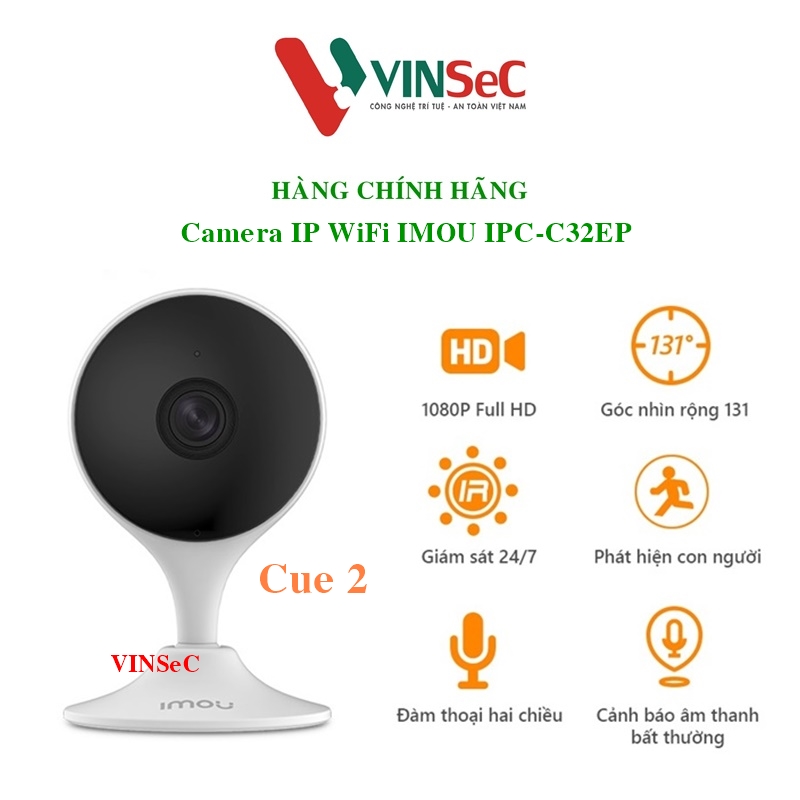Camera Wifi IMOU Cue 2 C32EP 3MP 2K Góc Rộng Trong Nhà - Đế Nam Châm, Đàm Thoại 2 Chiều, Thông Báo Báo Động - Hàng Chính Hãng