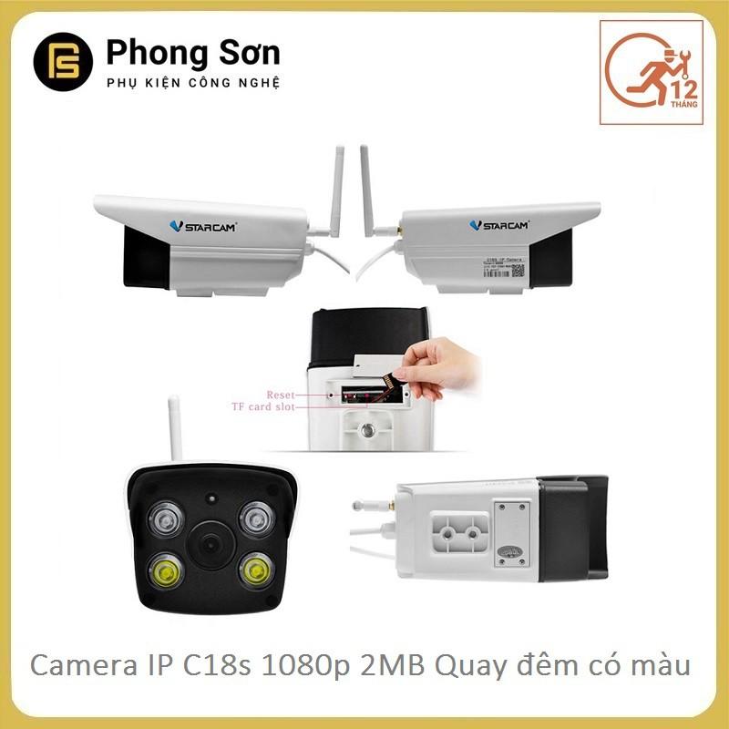 Camera IP ngoài trời C18S FHD 1080p Vstarcam, quay đêm có màu,có âm thanh ,Kèm thẻ 32GB A1 - Hàng Chính Hãng