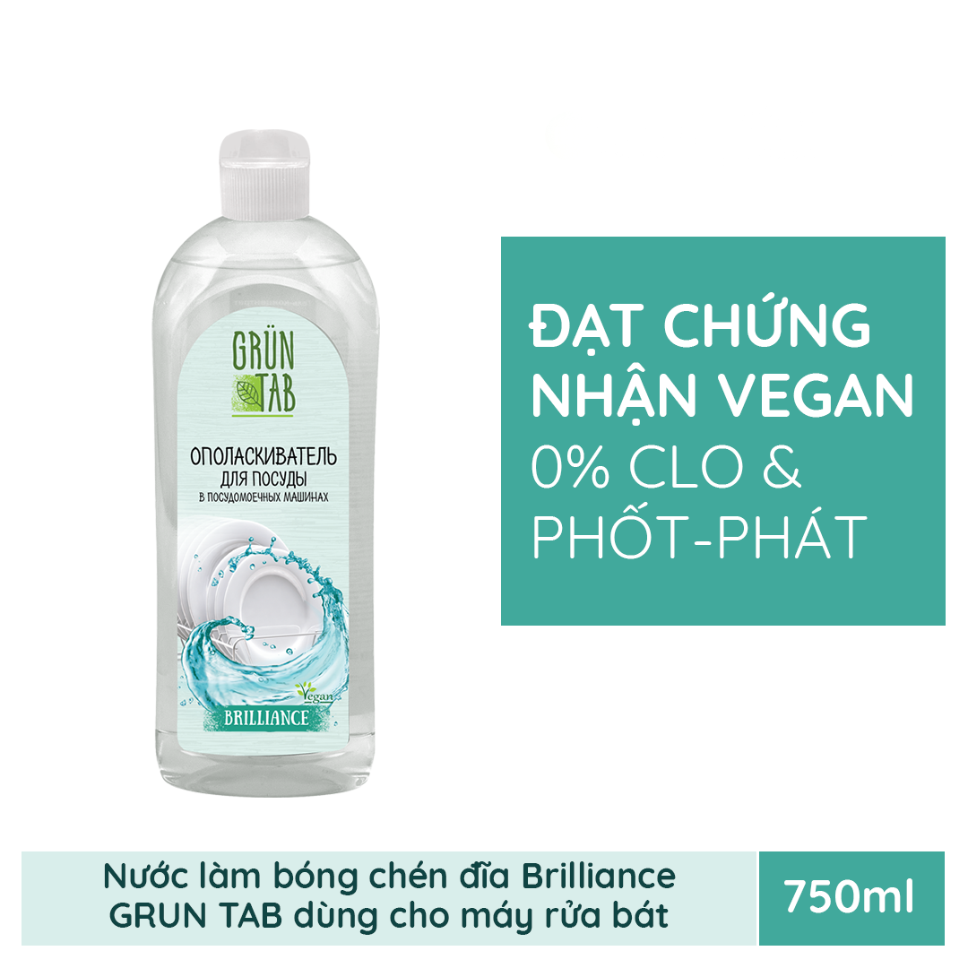 Nước làm bóng chén đĩa GRUN TAB Brilliance dùng cho máy rửa bát 750ml