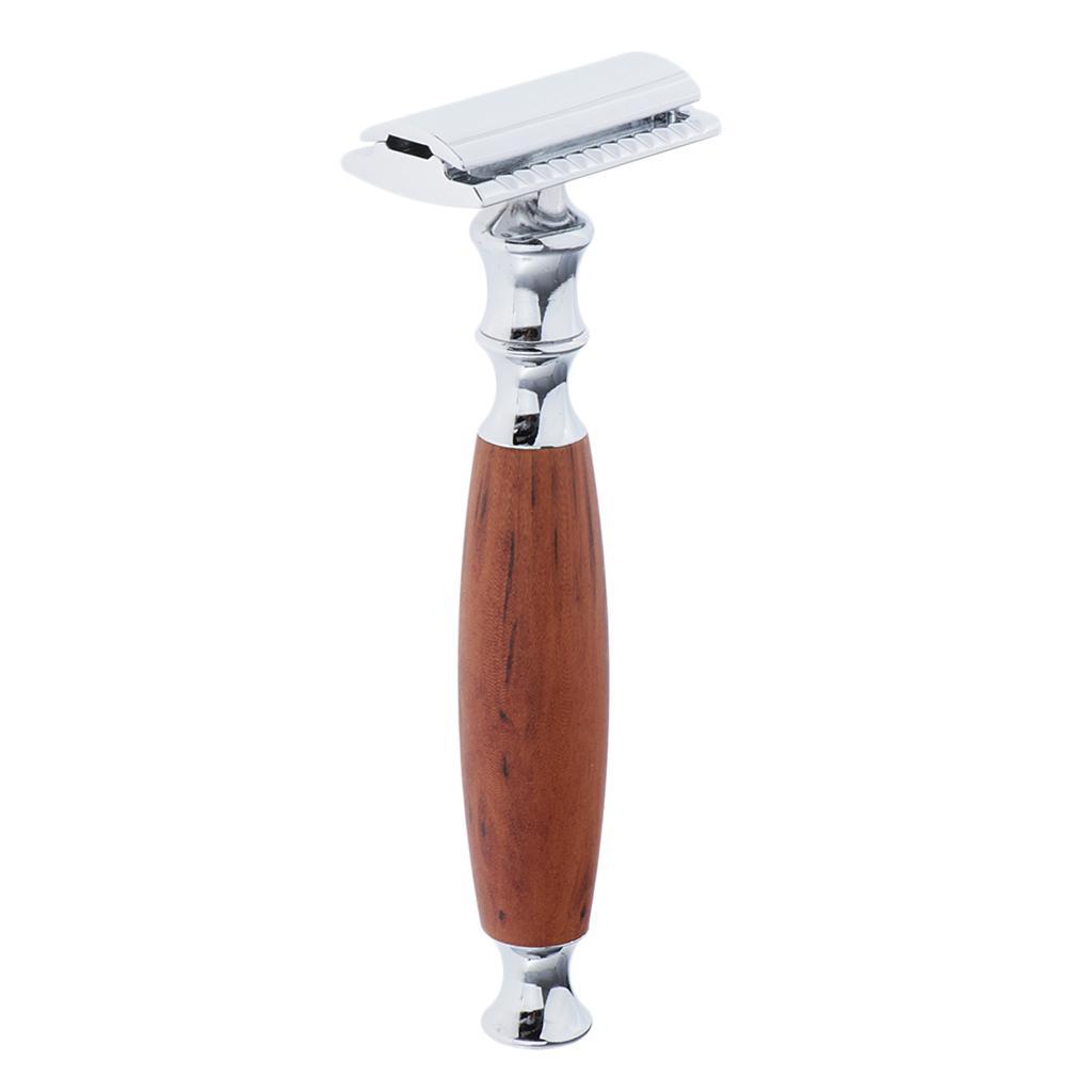 Wood Handle Double Edge  Shaving   Grooming Tool Brown