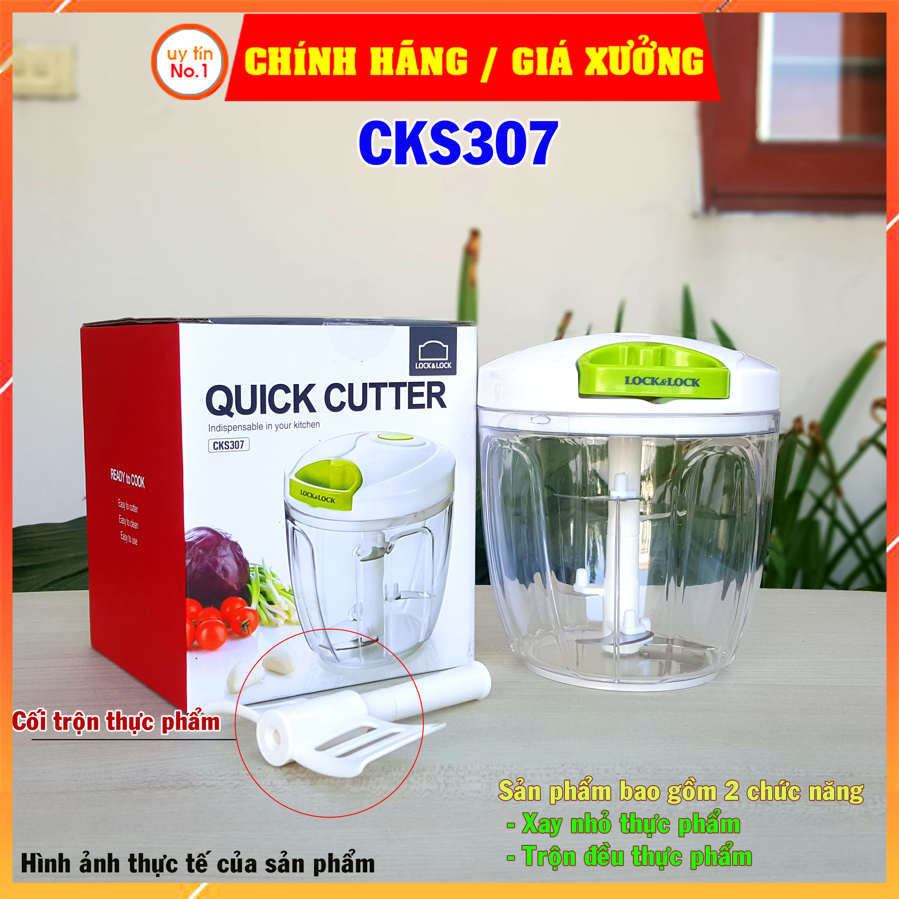 Dụng cụ xay tỏi ớt, dụng cụ băm nhỏ thực phẩm LOCK&LOCK CKS303 & CKS307 600ml 900ml