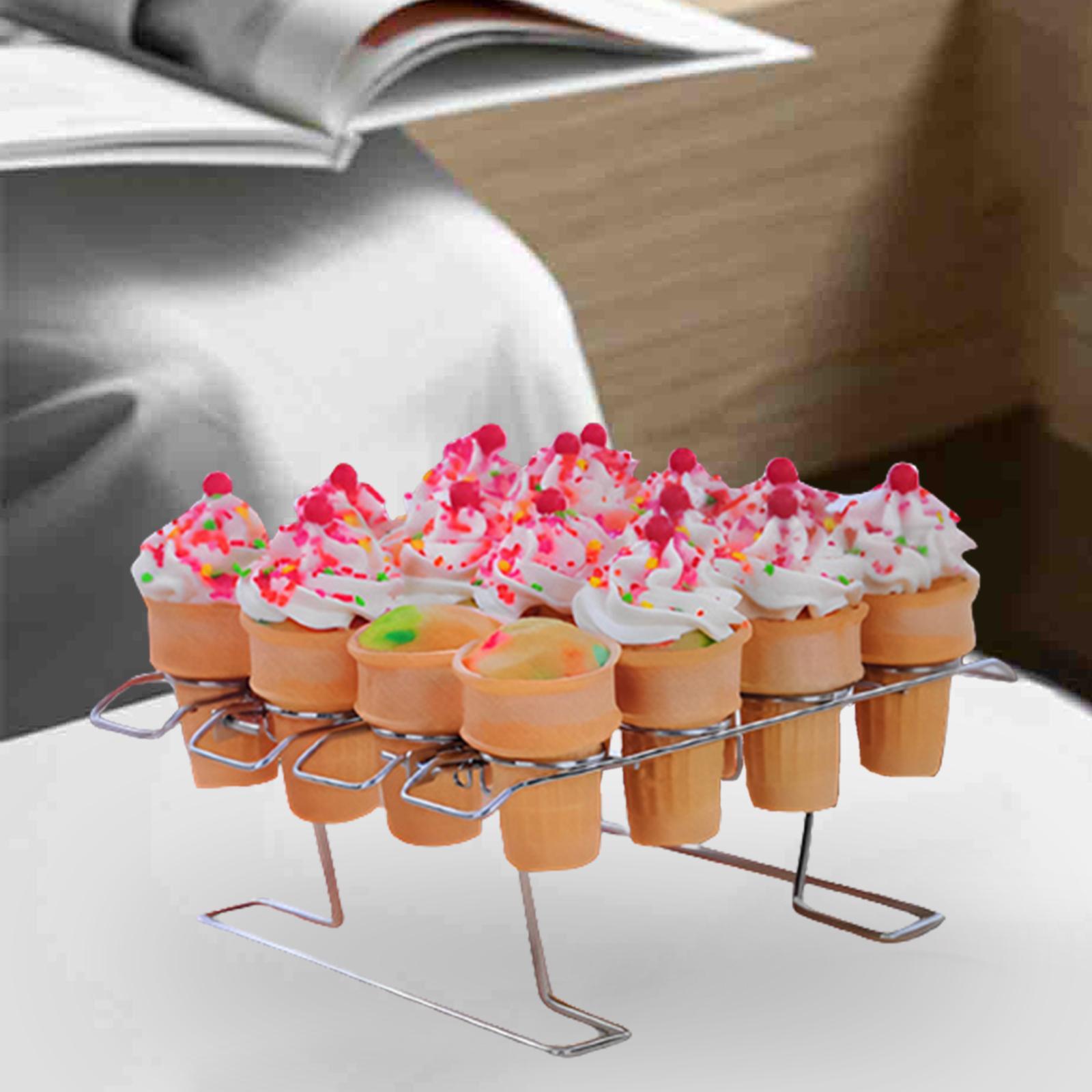 Cupcake Cone Display Stand 16Slots Reusable Ice Cream Cone Holder for Picnic