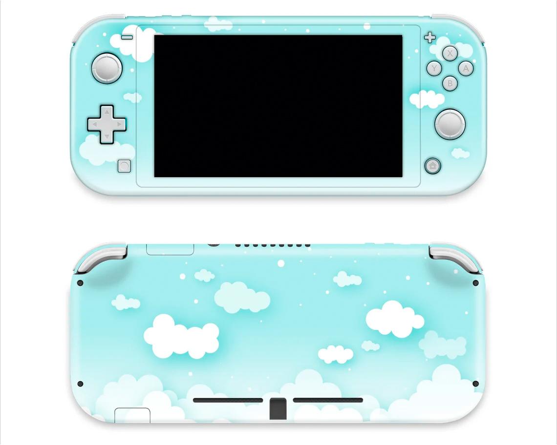 Skin decal dán Nintendo Switch Lite mẫu Màu Pastel mây trời xanh dương (dễ dán, đã cắt sẵn)