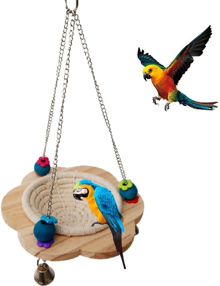 Đồ chơi tổ của chim, tổ chim vẹt, đồ chơi làm tổ chim đa chức năng, con vẹt làm tổ phụ kiện treo đồ chơi, với 3 chuông kim loại, cho vẹt nhỏ trung bình