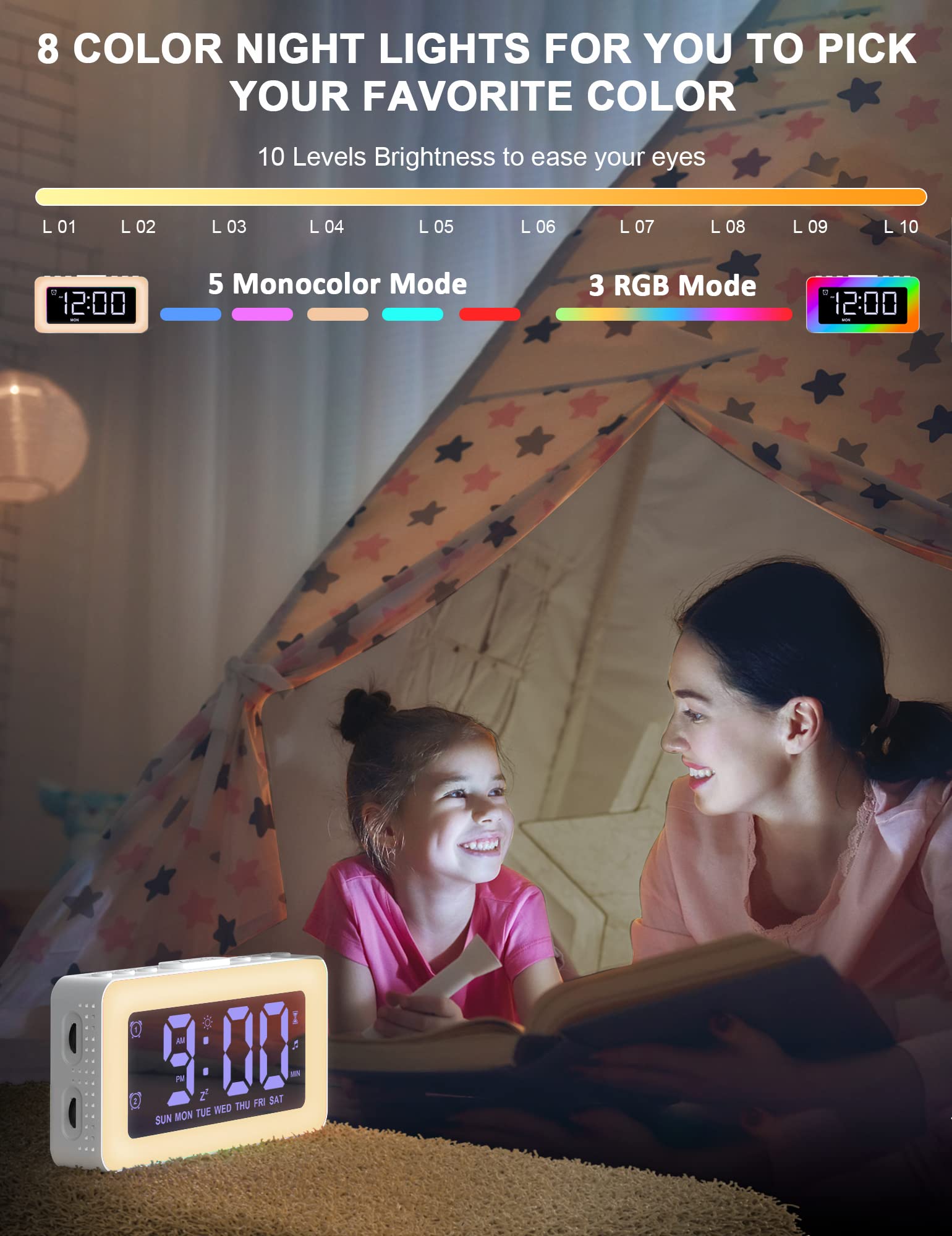 Đồng Hồ Báo Thức Kiêm Đèn Ngủ SZELAM MultiAlarm Clock