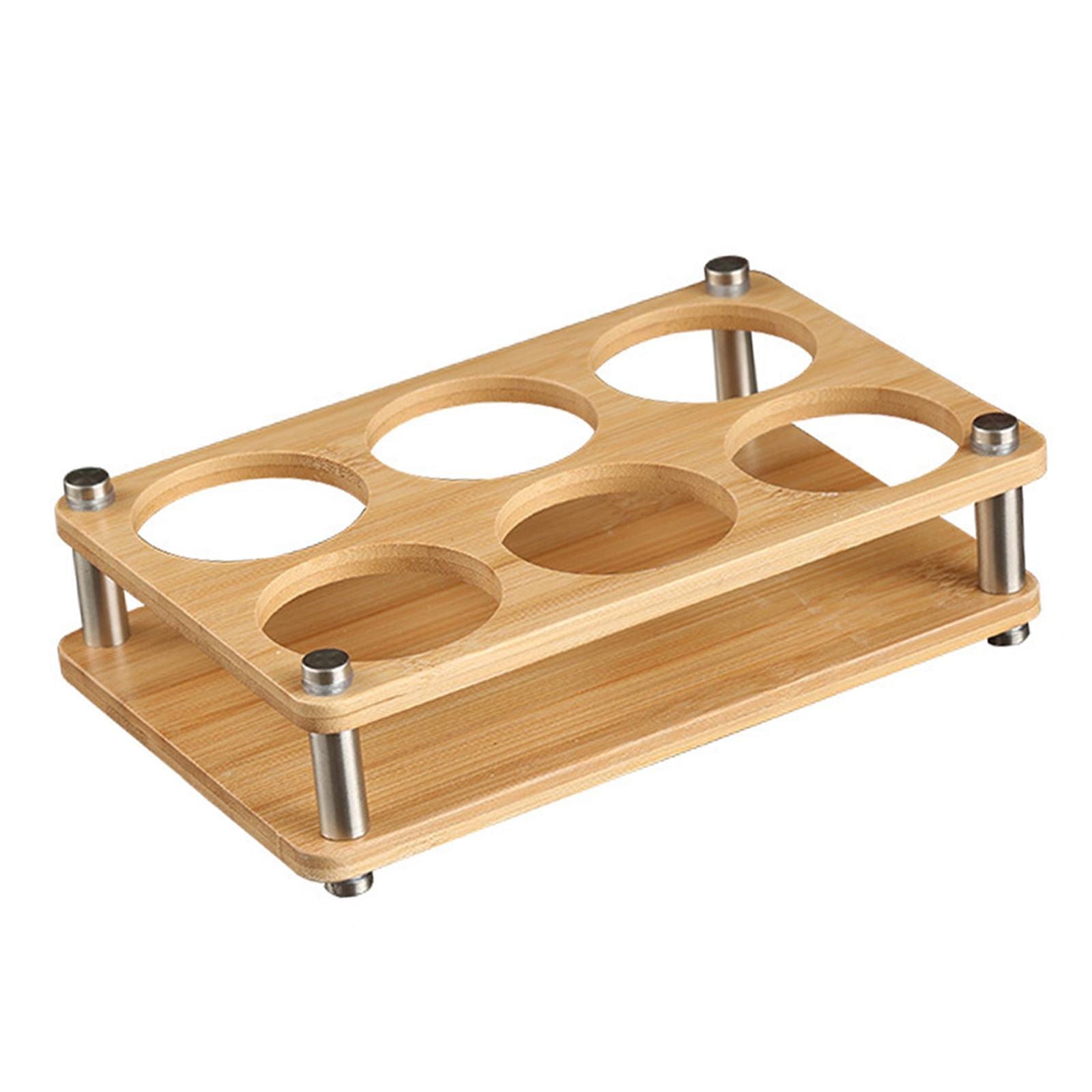 Dual Row  Glass Tray Holder Wooden Cup Rack Drink Cup Storage Holder Serving Tray Portable Storage Carrier for  Nightclub