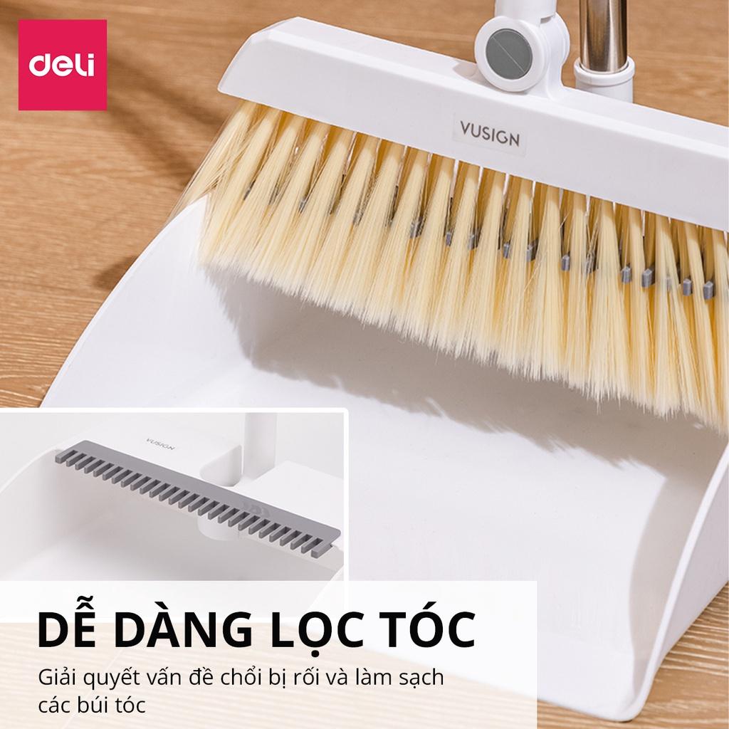 Bộ Chổi Quét Nhà Thông Minh Xoay 180 Độ Kèm Hót Rác Gấp Gọn Deli - Chổi Xẻng Quét Sạch Bụi Chống Mắc Tóc Tiện Lợi Phù Hợp Với Mọi Mặt Sàn Phòng Khách, Phòng Ngủ, Phòng Bếp Thiết Kế Có Móc Treo - VSS1003