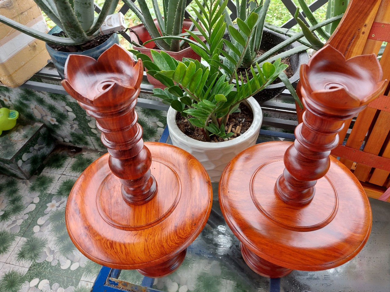 Bộ đồ thờ cúng 9 món gỗ hương cao 50 cm