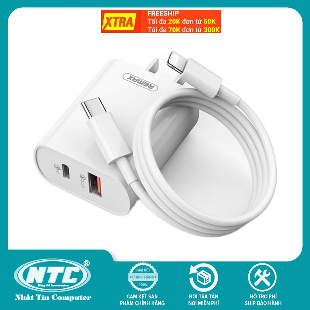 Bộ Cốc sạc 2 cổng và Cáp sạc Type-C to LN Remax RP-U54 USB QC3.0 và PD18W - Hàng Chính Hãng