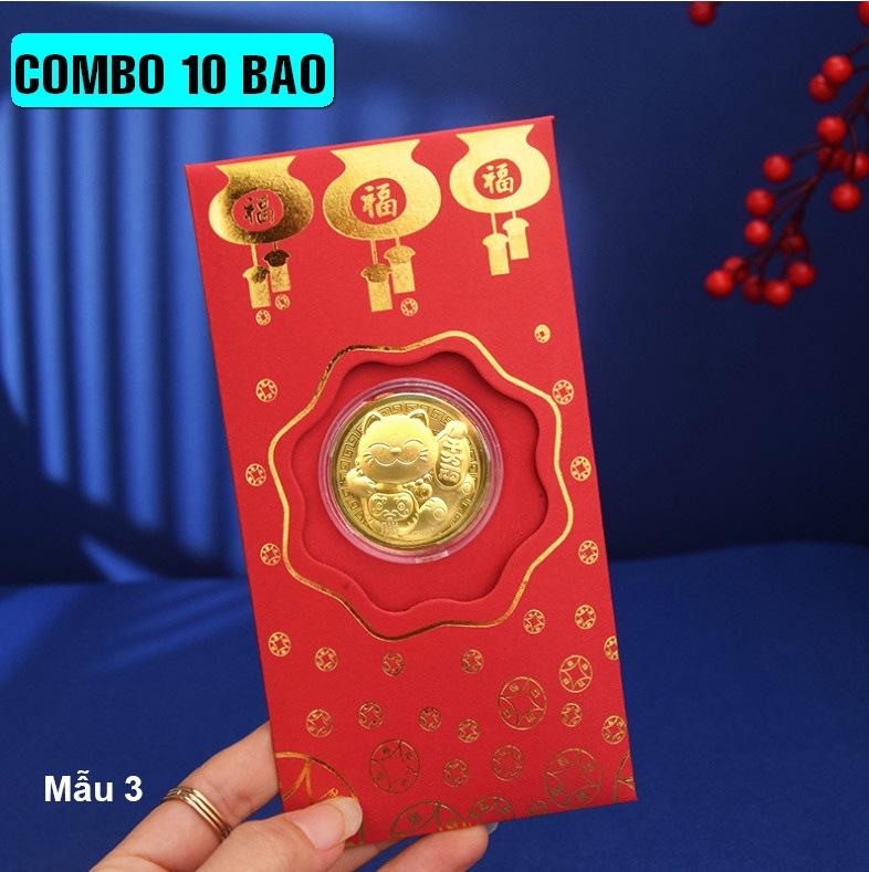 COMBO 10 BAO LÌ XÌ CON Mèo VÀNG 2023 - Mẫu 3, Lì Xì Tết - NELI