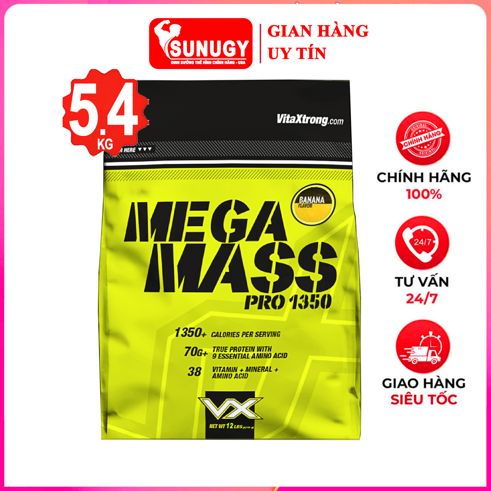 Sữa tăng cân tăng cơ nạc MEGA MASS của VITAXTRONG hỗ trợ tăng cân tăng cơ nhanh cho người gầy, khó hấp thụ