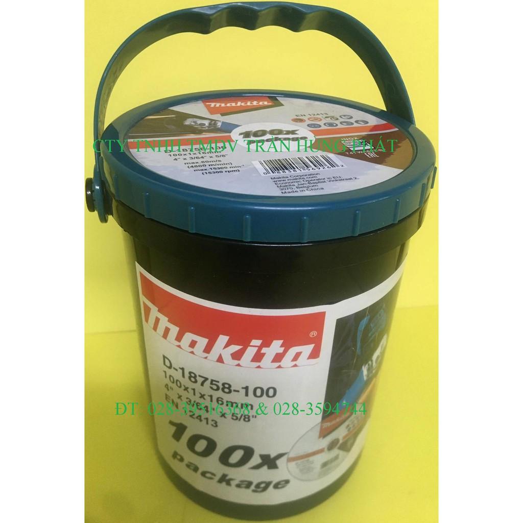 Hộp 100 viên Đá cắt inox 100x1x16mm Makita D-18758 - Hàng Chính Hãng