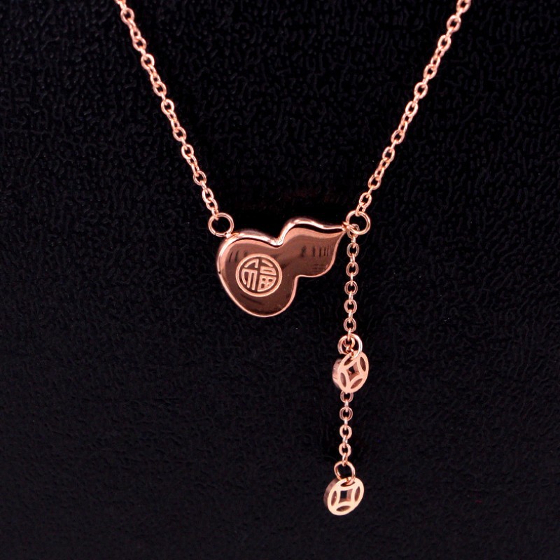 Dây Chuyền Hồ Lô Kim Tiền May Mắn Titan Ko Đen TT 3098 - 1 Cái