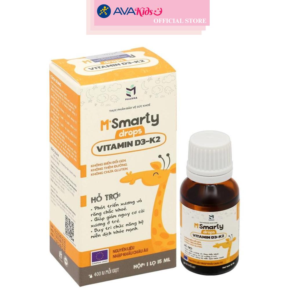 Siro M'Smarty Vitamin D3-K2 hỗ trợ hấp thu canxi 15 ml (từ 0 tháng)