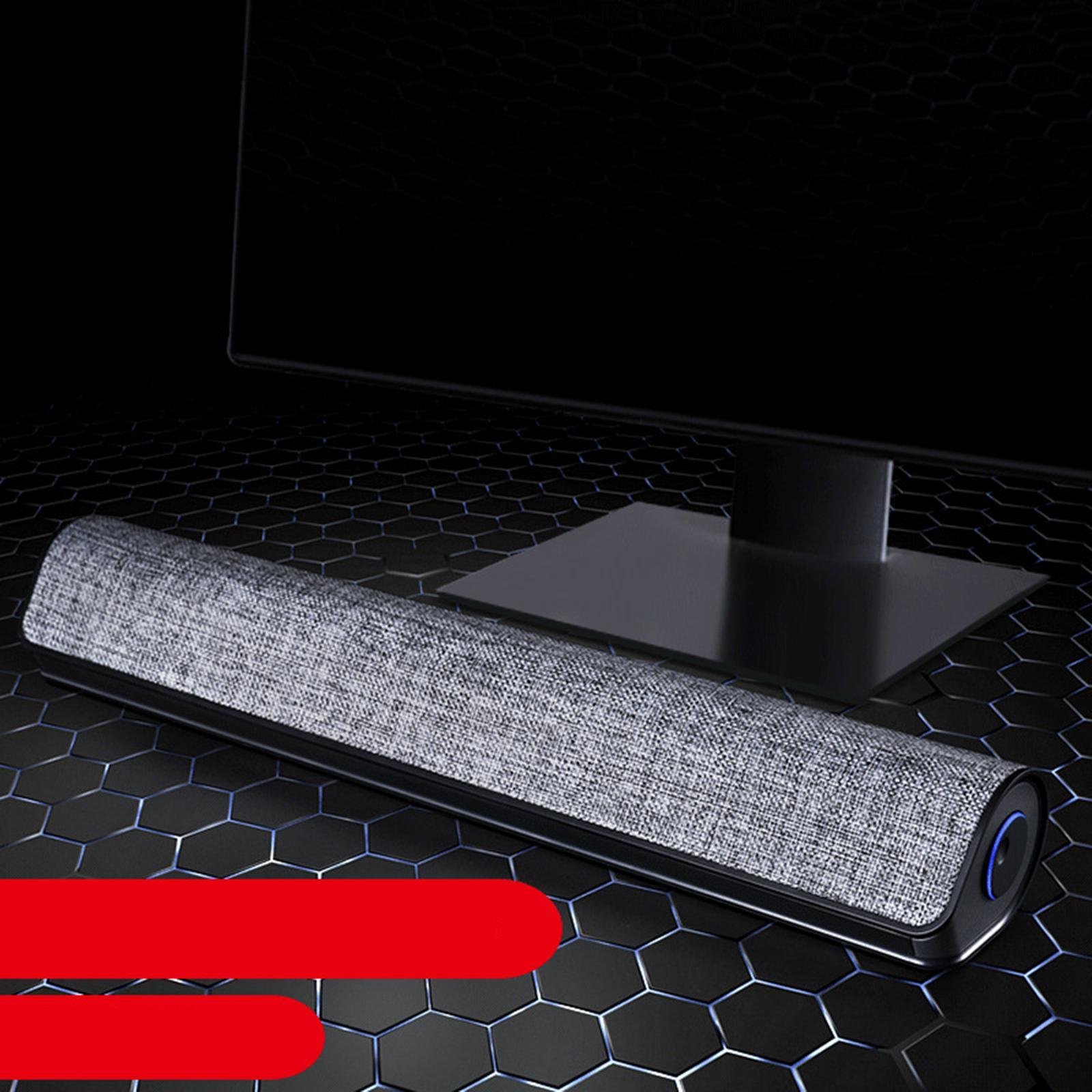 Wired USB Powered Sound Bar Computer Speakers 2.0 Stereo Sound Effect Black