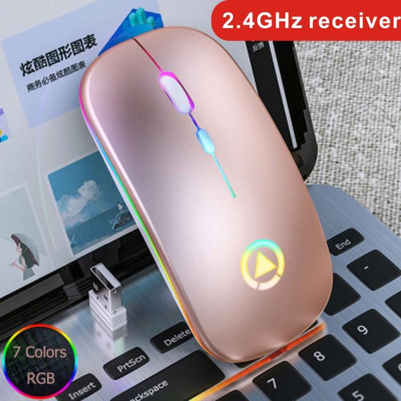 Chuột Bluetooth Không Dây Sạc Mause Với Ma Thuật Đèn Led USB Hai Chế Độ Mỏng Im Lặng RGB Ergonomic Cho Máy Tính Copmputer Laptop