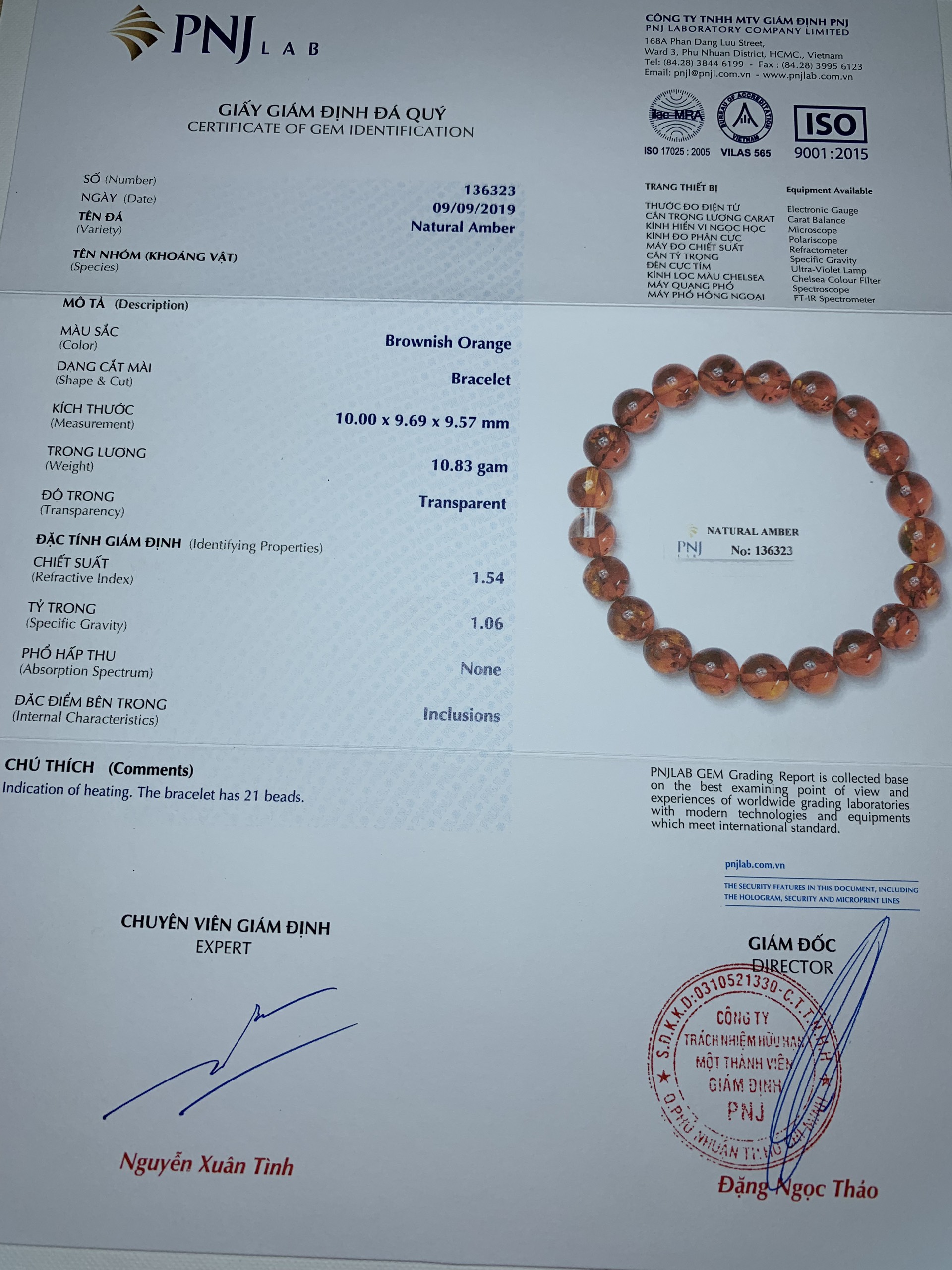 Vòng Hổ Phách Baltic cognac vàng nâu 10mm đặc biệt cao cấp Hadosa