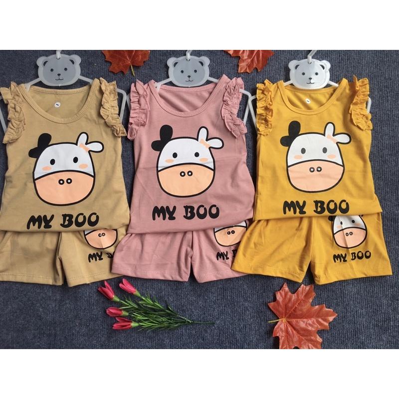 Bộ Quần Áo Trẻ Em In Hình Bò Sữa Xinh Lung Linh Cho Bé 6-19kg