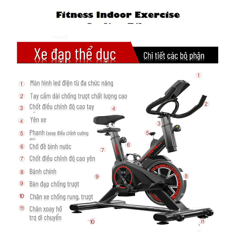 Xe đạp tập thể dục tập thể thao tập gym tại nhà thế hệ mới tặng kèm hít tập cơ bụng + khung nắn chỉnh cột sống + đồng hồ chỉ số + bình nước thể thao