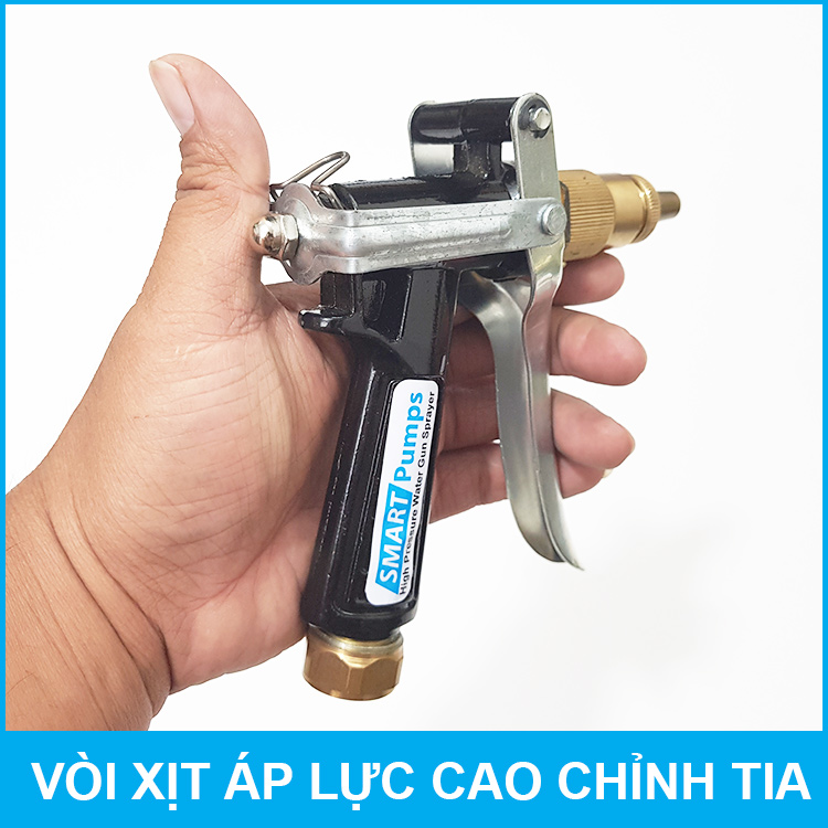 Súng xịt áp lực cao chỉnh tia ren trong 22mm kim loại Smartpumps