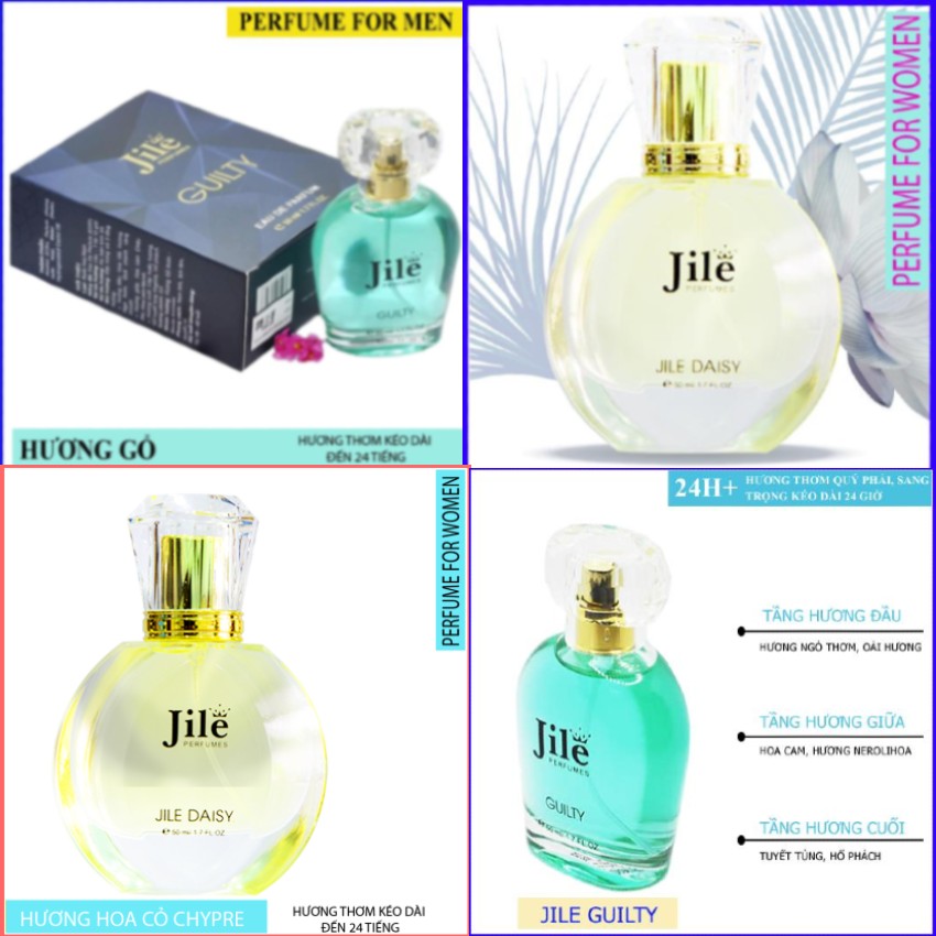 Combo nước hoa nữ Jile daisy(chane),Nước hoa nam Jile Guilty,50ml, cao cấp, chính hãng, thơm lâu