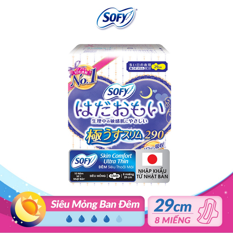 Băng Vệ Sinh Siêu Mềm Mỏng Sofy Skin Comfort Ultra Thin 29cm Có Cánh Gói 08 miếng-1803