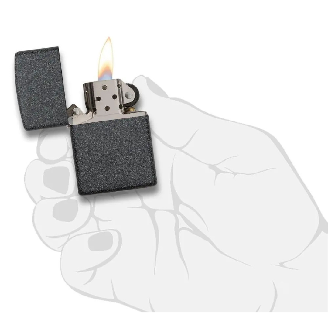 Zippo Chính Hãng Mỹ Iron Stone – Bề Mặt Sần Nhám Như Đá, Chống Gió, Vỏ Kim Loại Cao Cấp