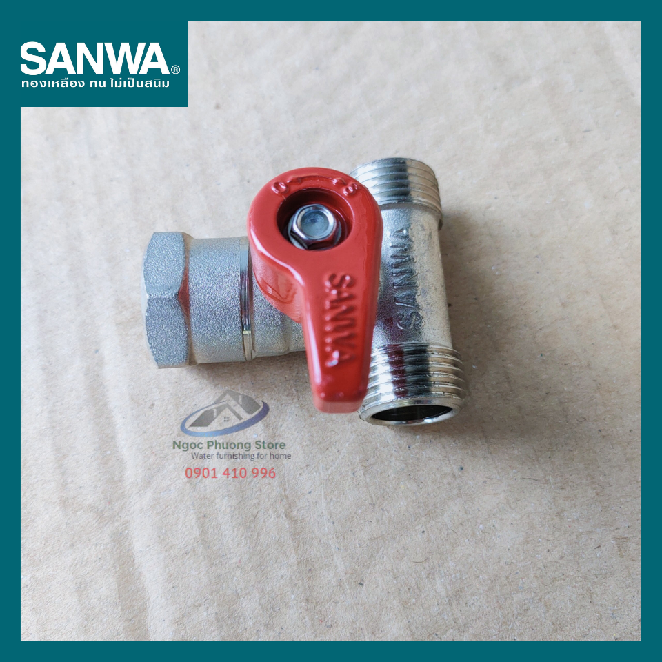 Van bi chia 3 đường nước 2 ren ngoài, 1 ren trong Sanwa THÁI LAN Phi 21mm