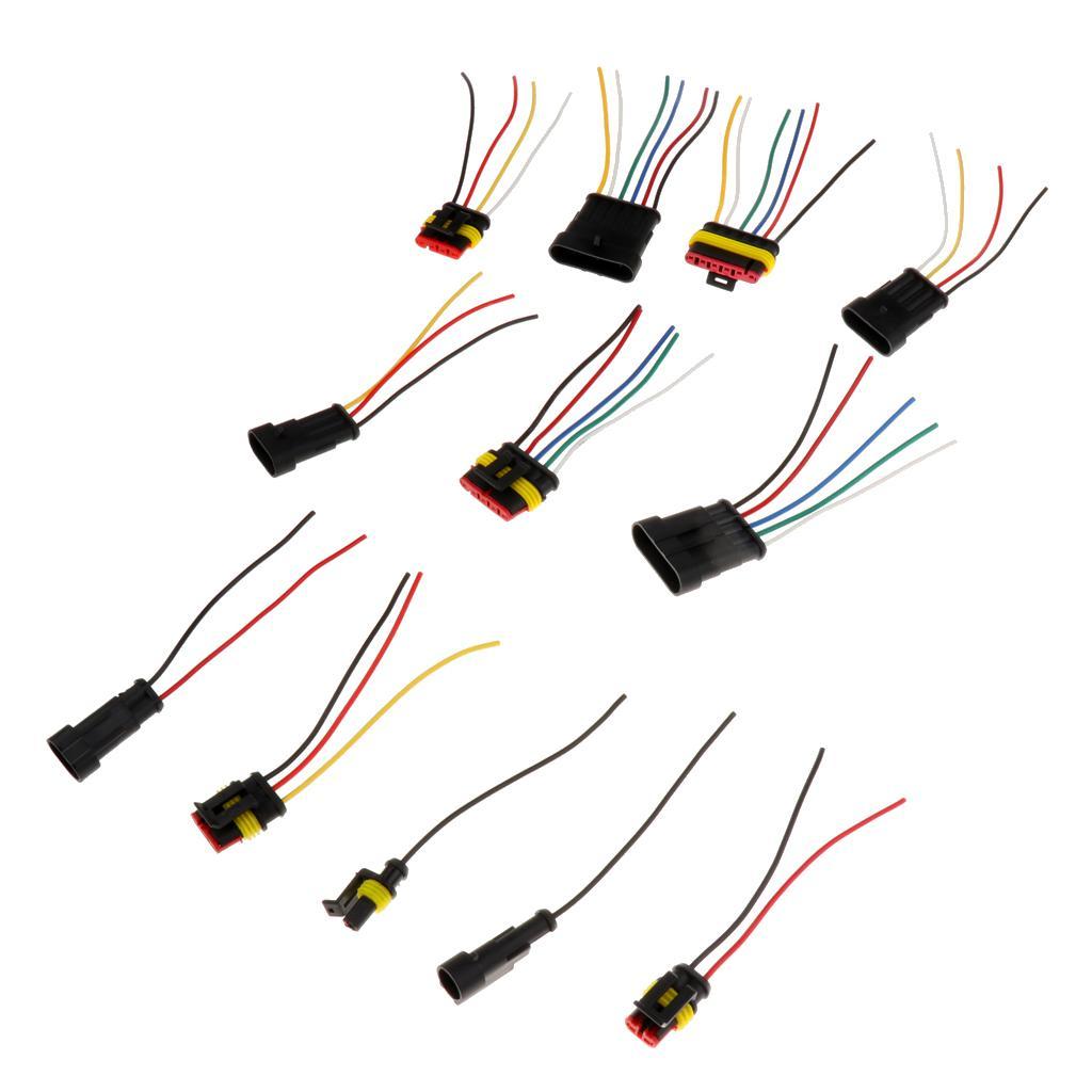 1 2 3 4 5 6 Pins Way Sealed Waterproof Electrical Wire Connector Plug Car Auto Waterproof Electrical Connector Plug Socket Kit with Wire, Pack of 6