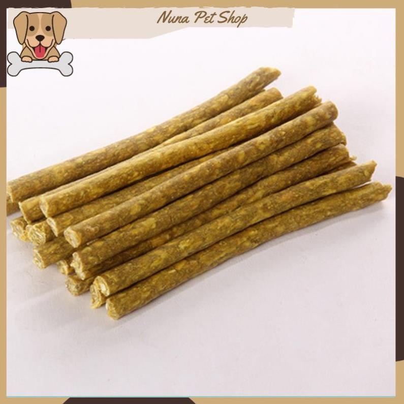 Đồ ăn vặt xương gặm sạch răng cho chó - Xương que tròn nhiều màu 12cm