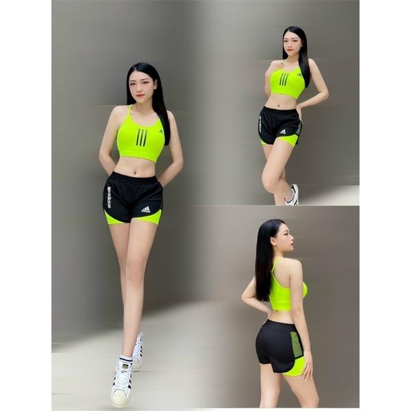 Set bộ đùi 2 lớp áo bra 2 dây tập gym, aerobic,đi bơi nữ siêu đẹp