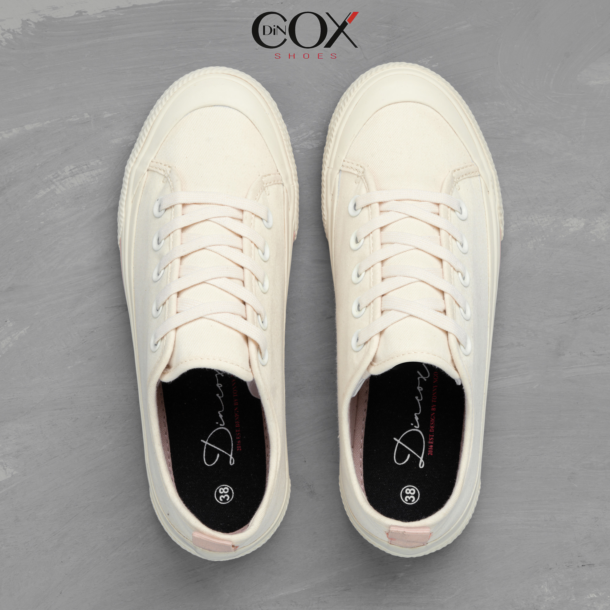 Giày Sneaker Vải Nữ DINCOX C20 Nữ Tính Sang Trọng Off/White