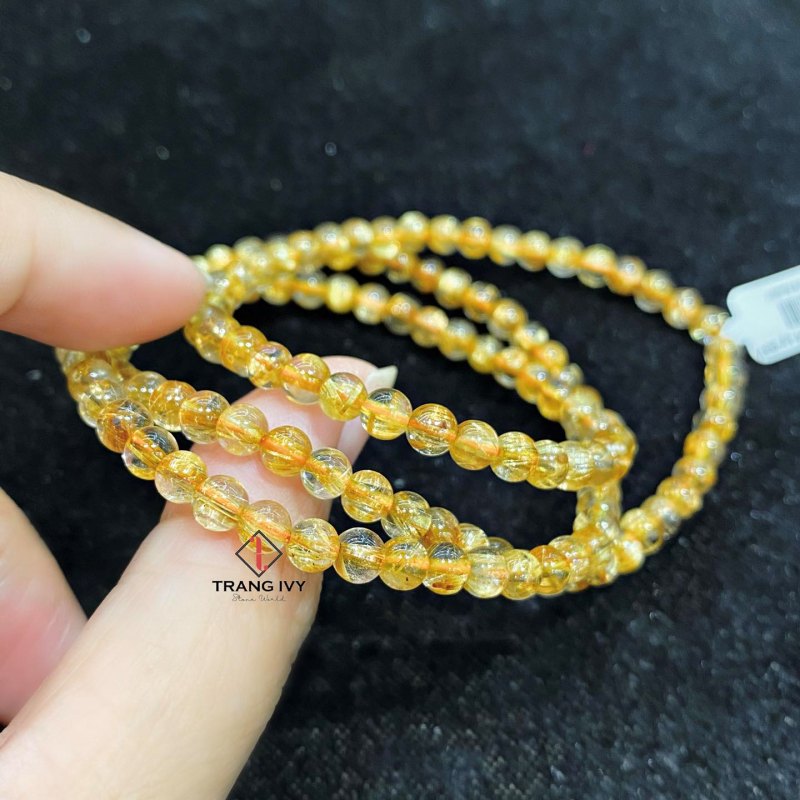 Vòng Tay Thạch Anh Tóc Vàng Quấn 3 Vòng