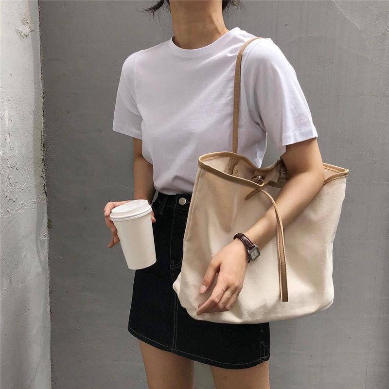 Women's Bag Large Capacity Canvas Bag Women's Shoulder Simple All-Matching Tote
