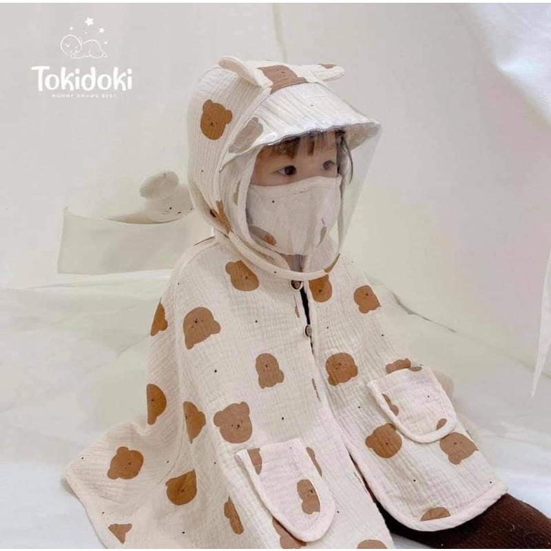 vải xô muslin mặt gấu chấm bi vải 2 lớp dày dặn thấm hút tốt