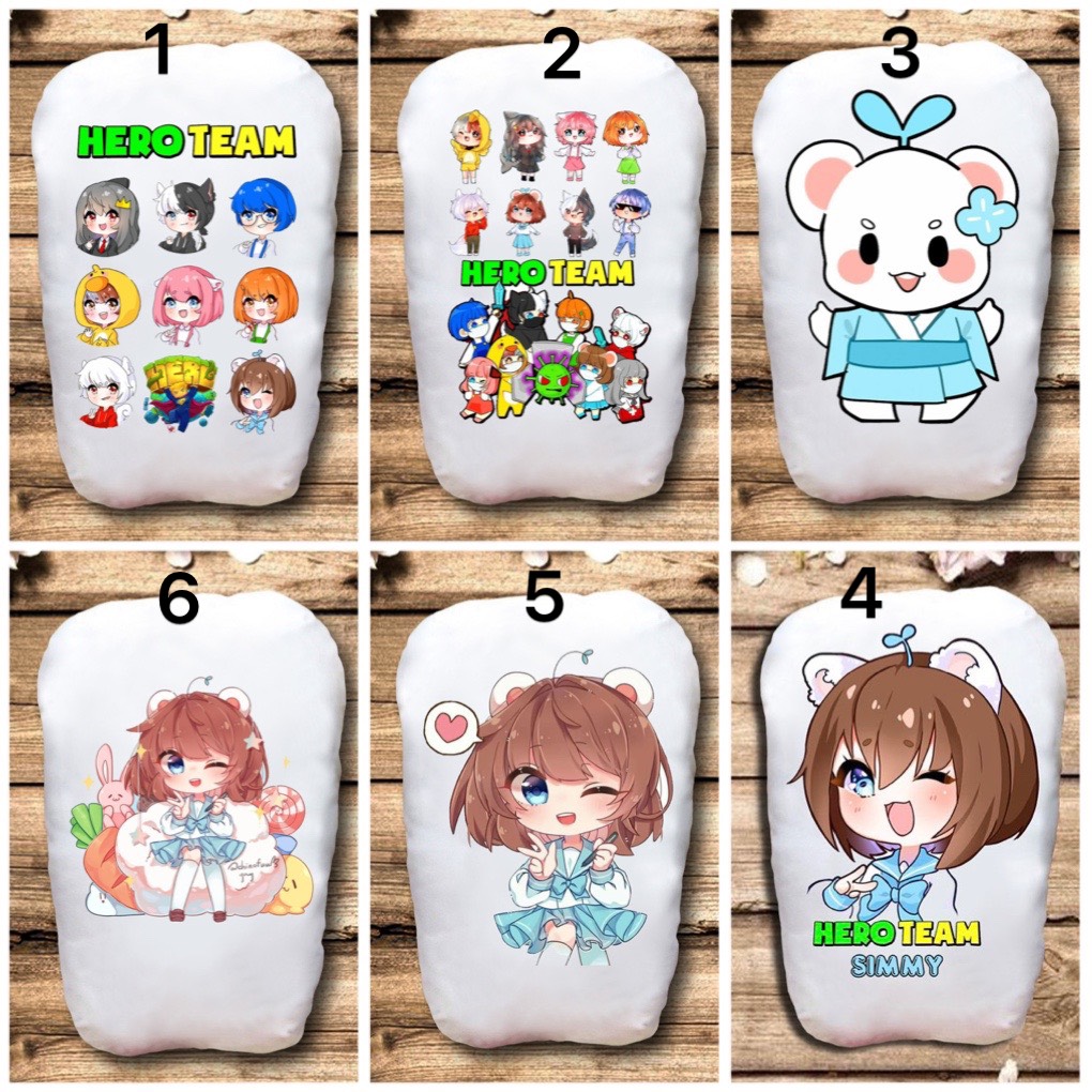 Gấu hero team 2 mặt ảnh 22x50cm / gối ngủ hero team simmy,siro,sammy, timmy, phong cận