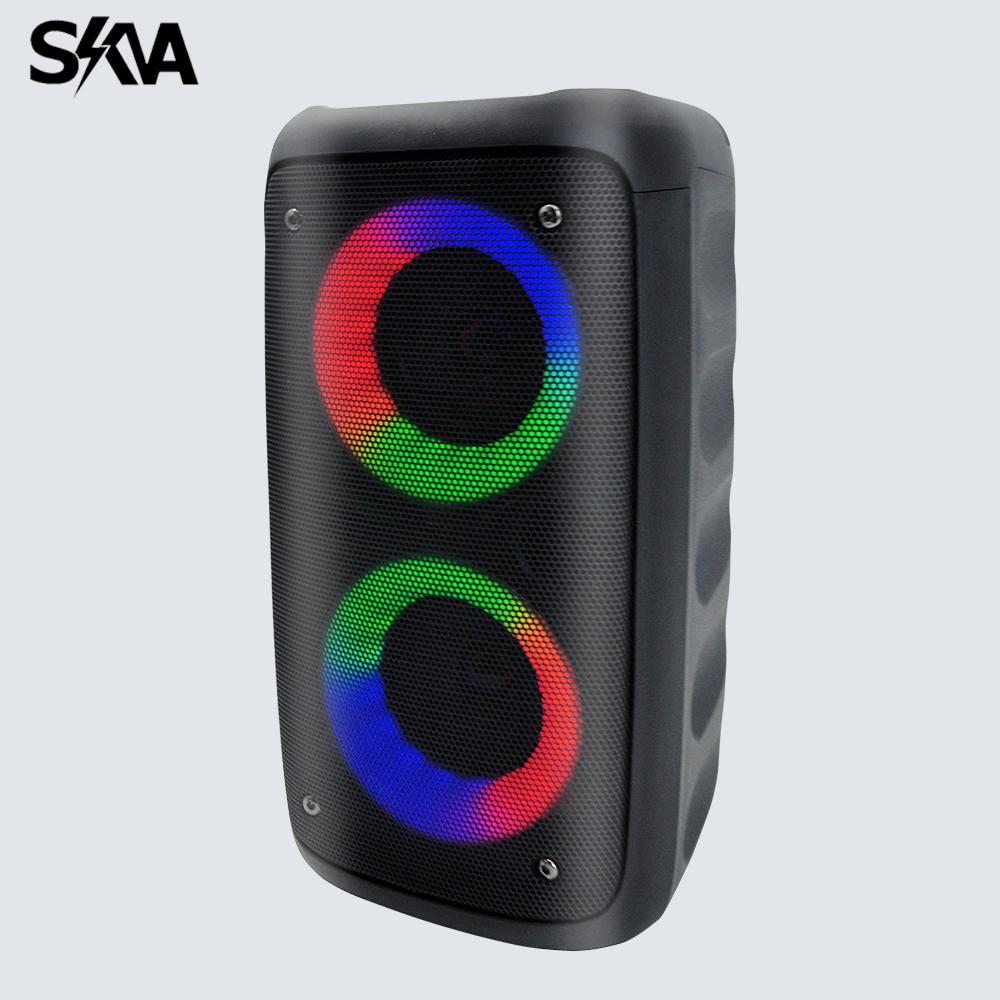 Loa tiệc tùng đôi 4'' Bluetooth Loa không dây di động ngoài trời Hỗ trợ cột nhạc MIC Đài FM Thẻ USB TF Đèn LED Màu sắc: Loa BT ngoài trời