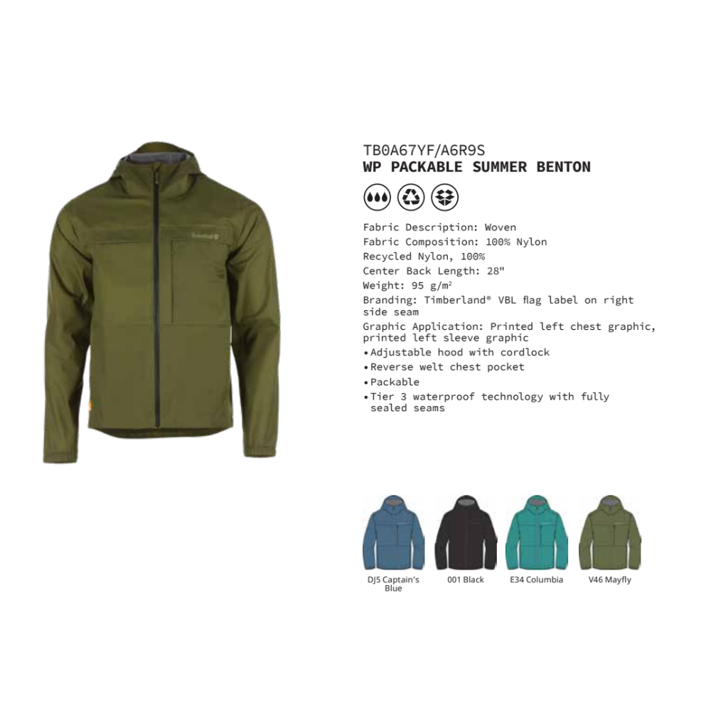 Timberland Áo Khoác Nam Packable Summer Benton TB0A6R9S